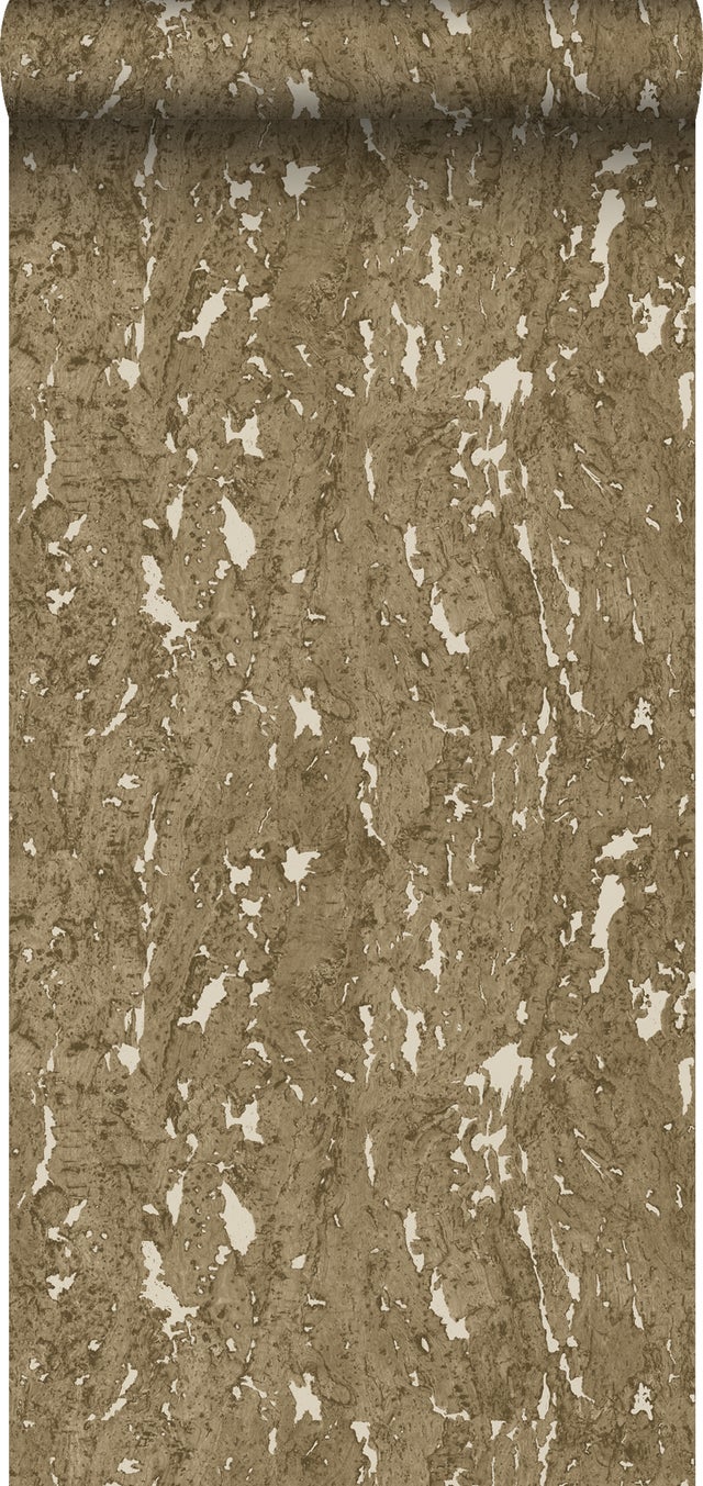 Papier peint liège marron et blanc cassé - 50 x 900 cm - ESTAhome