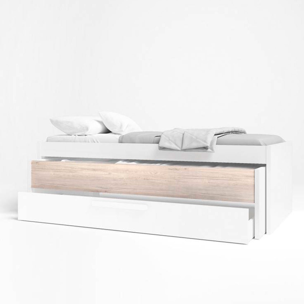 Cama nido Estelle cajón extraíble blanco mate/sahara 62x212x98 cm - 6