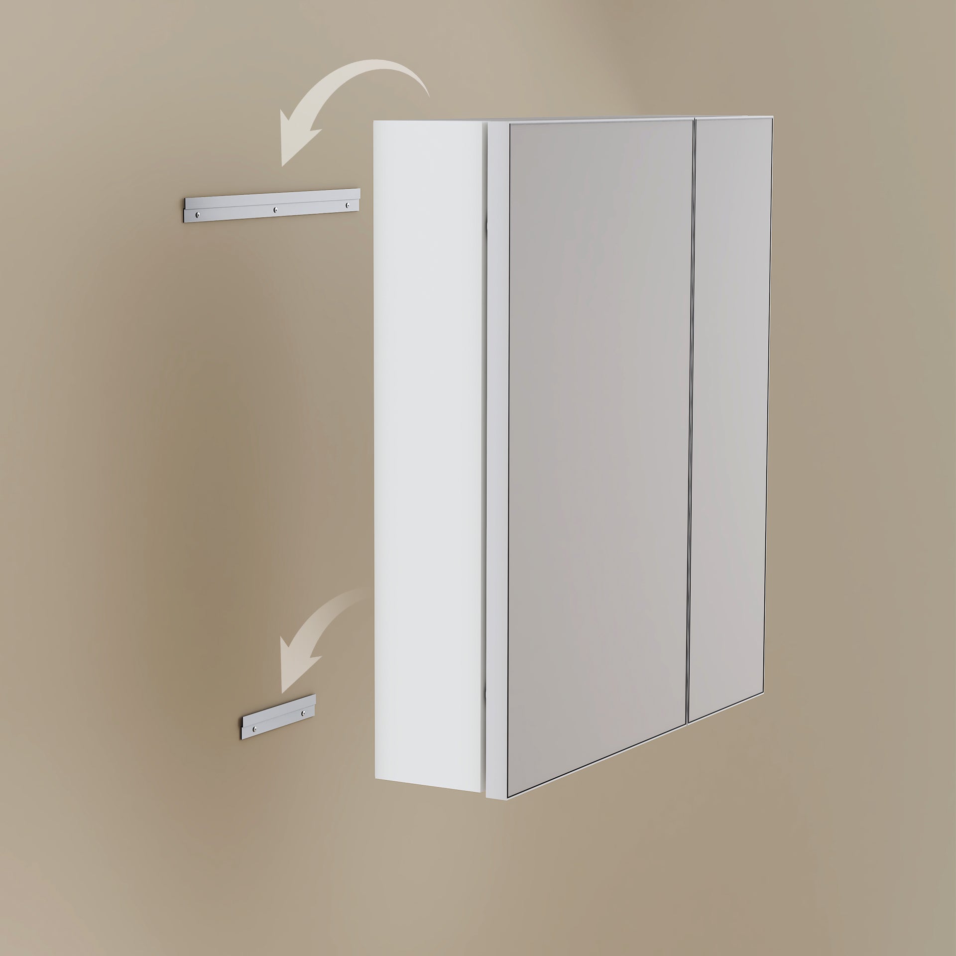 EMKE Armoire de Toilette Murale 60 x 65 x 14,5 cm – 2 Portes avec Rangement Intégré, Charnières Soft-Close, Blanc Mat - 7