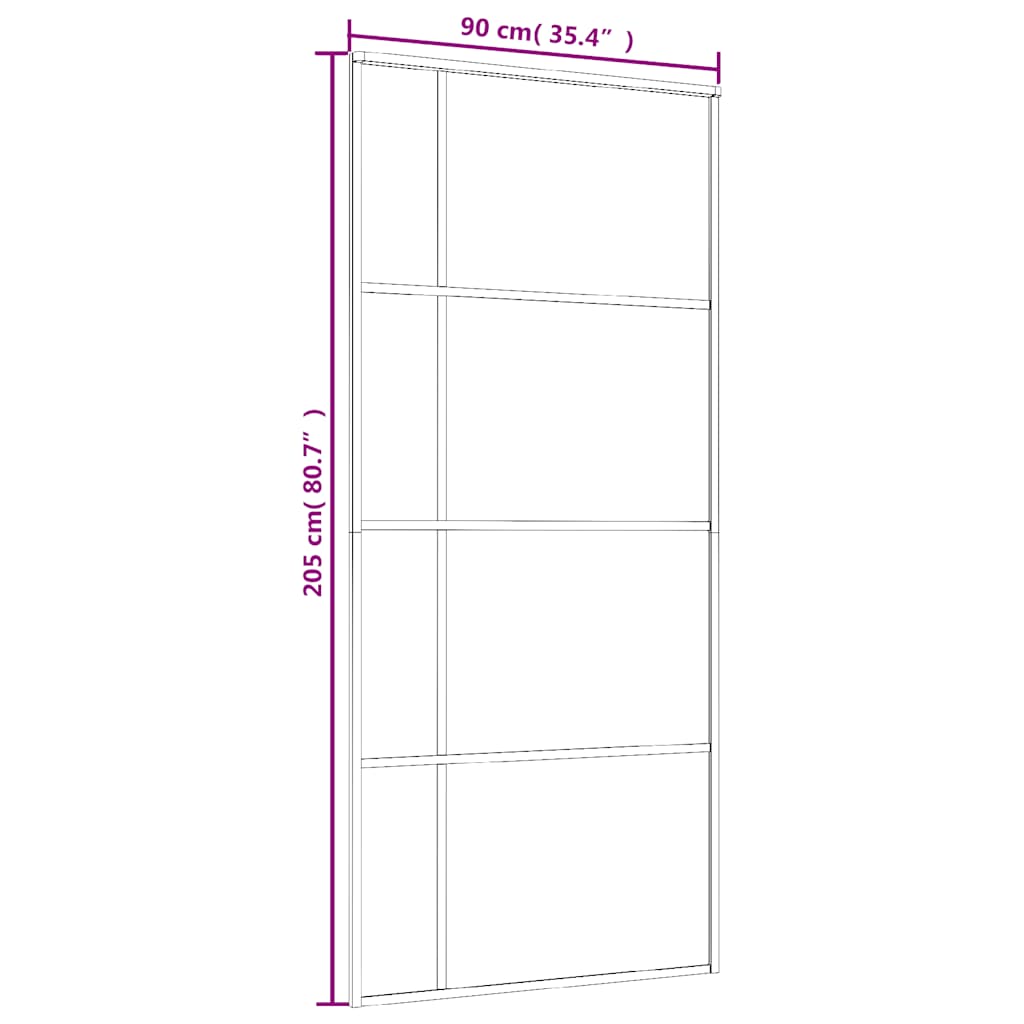 vidaXL Porte coulissante Verre ESG dépoli et aluminium 90x205 cm Noir - 7