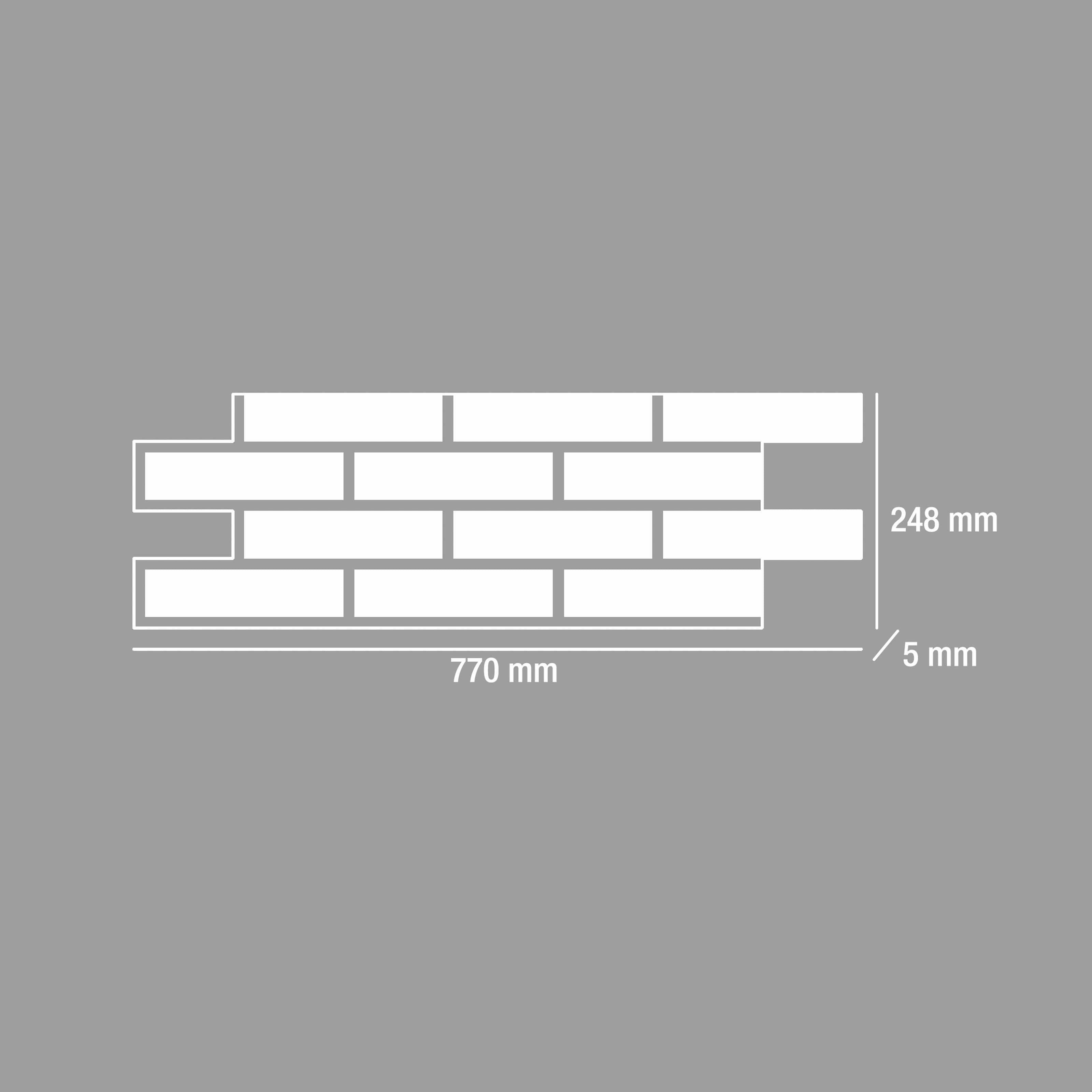 Revêtement isolant extérieur-intérieur FLEX 248X770X5mm avec briques BLANCHES ultra-réalistes - 3