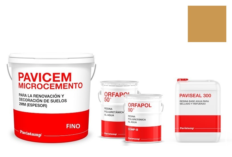 Kit microcemento 8 m2 monocomponente para paredes de yeso o pladur - poliuretano satinado-marrón claro