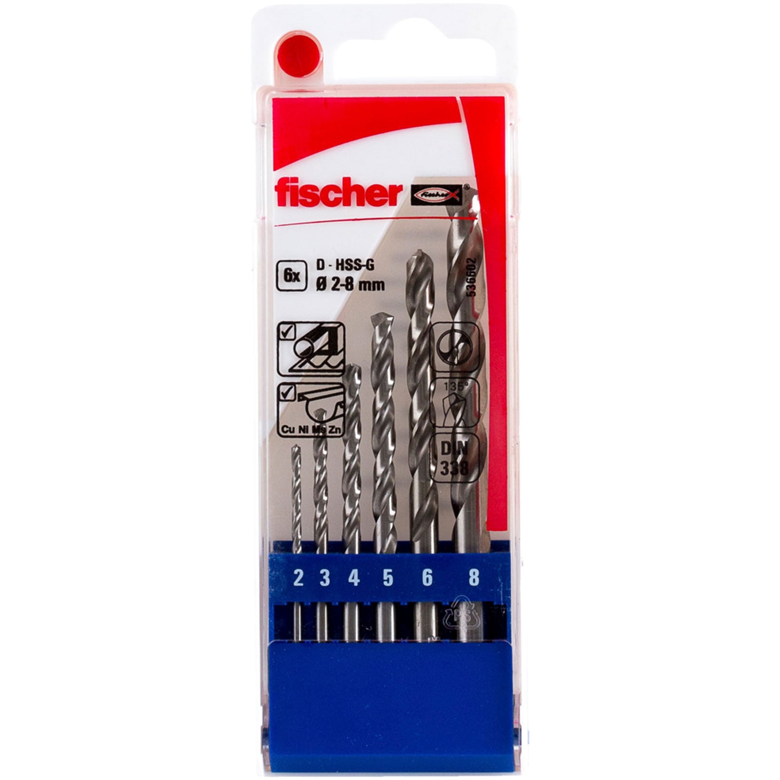 Zestaw wierteł do metalu Fischer HSS-G 2 - 8 mm 6 szt. - 536602