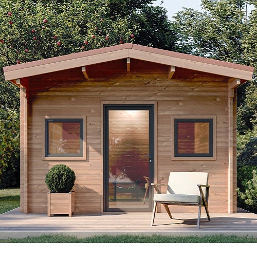 Studio de jardin OUTRIAZ 16m² - Bois Douglas épaisseur 55mm - Porte & Fenêtres PVC GROSFILLEX - Toiture Bacacier avec voliges - 2