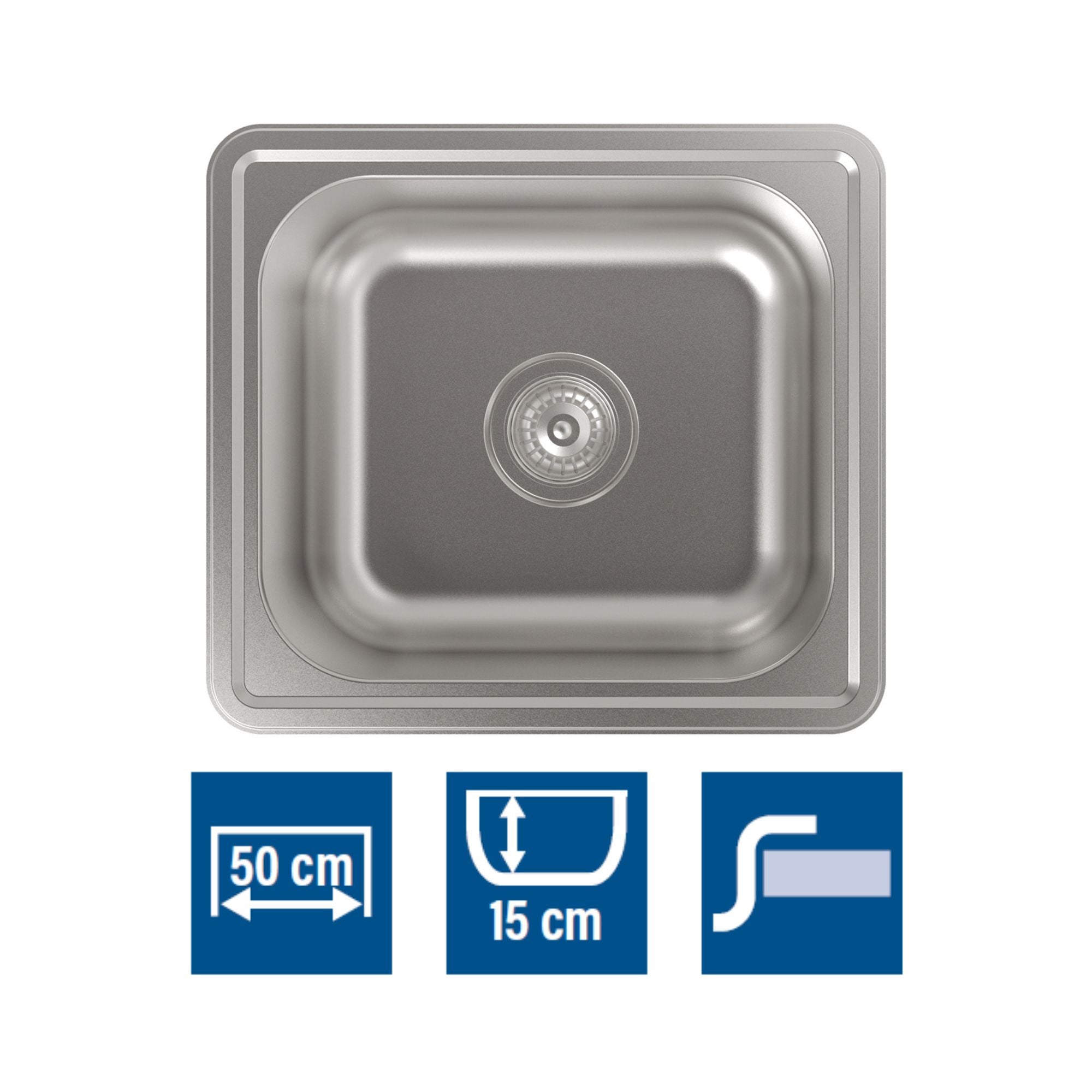 Cata  Fregadero Css 1 50Cm 1 Seno Cuadrado Absorbente Acero Inoxidable Acero Inoxidable, Leroy Merlin