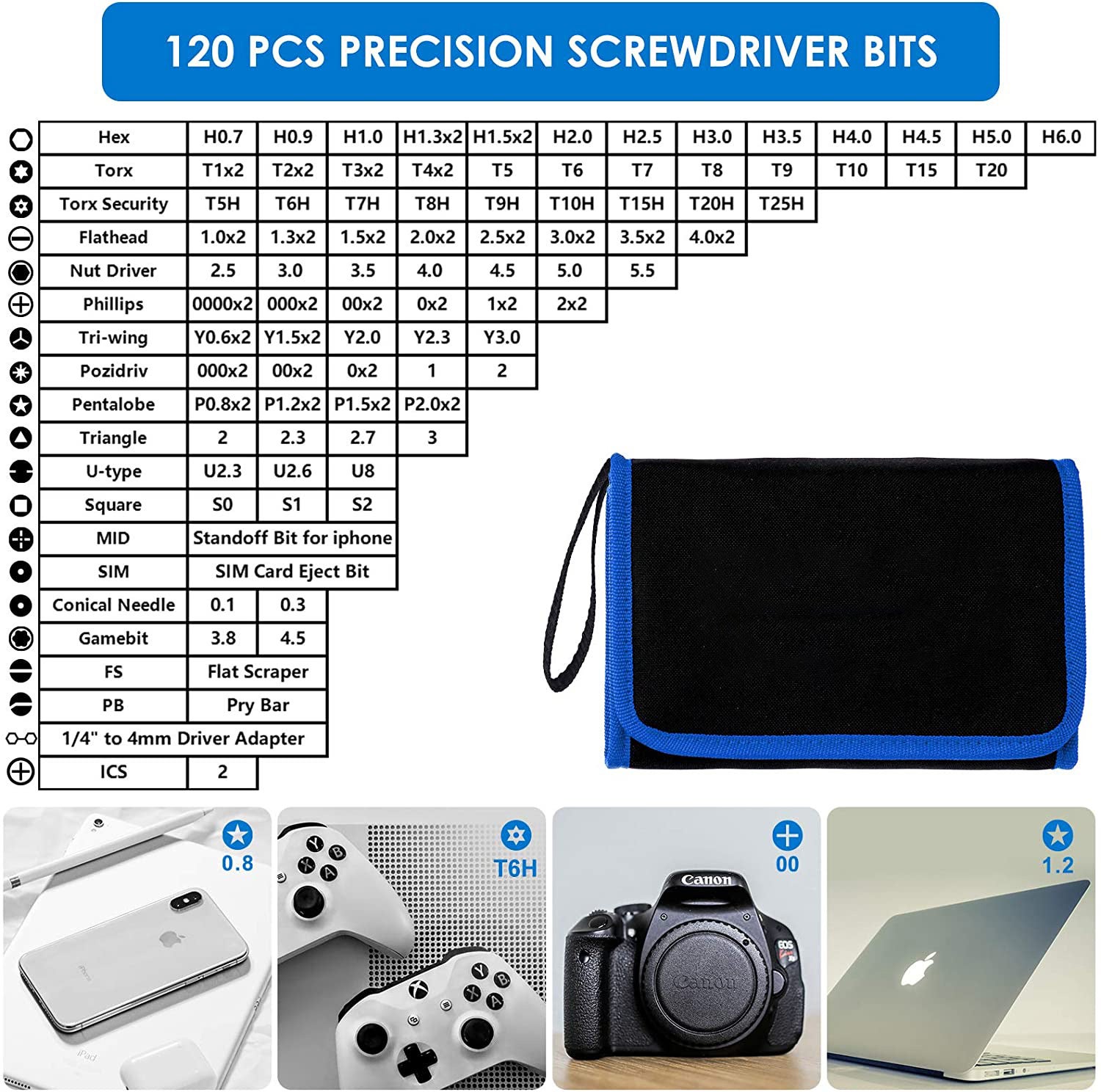 Tournevis de précision électronique 142 pièces avec kit d'outils de réparation magnétique 120 bits pour iPhone, MacBook, ordinateur - 2