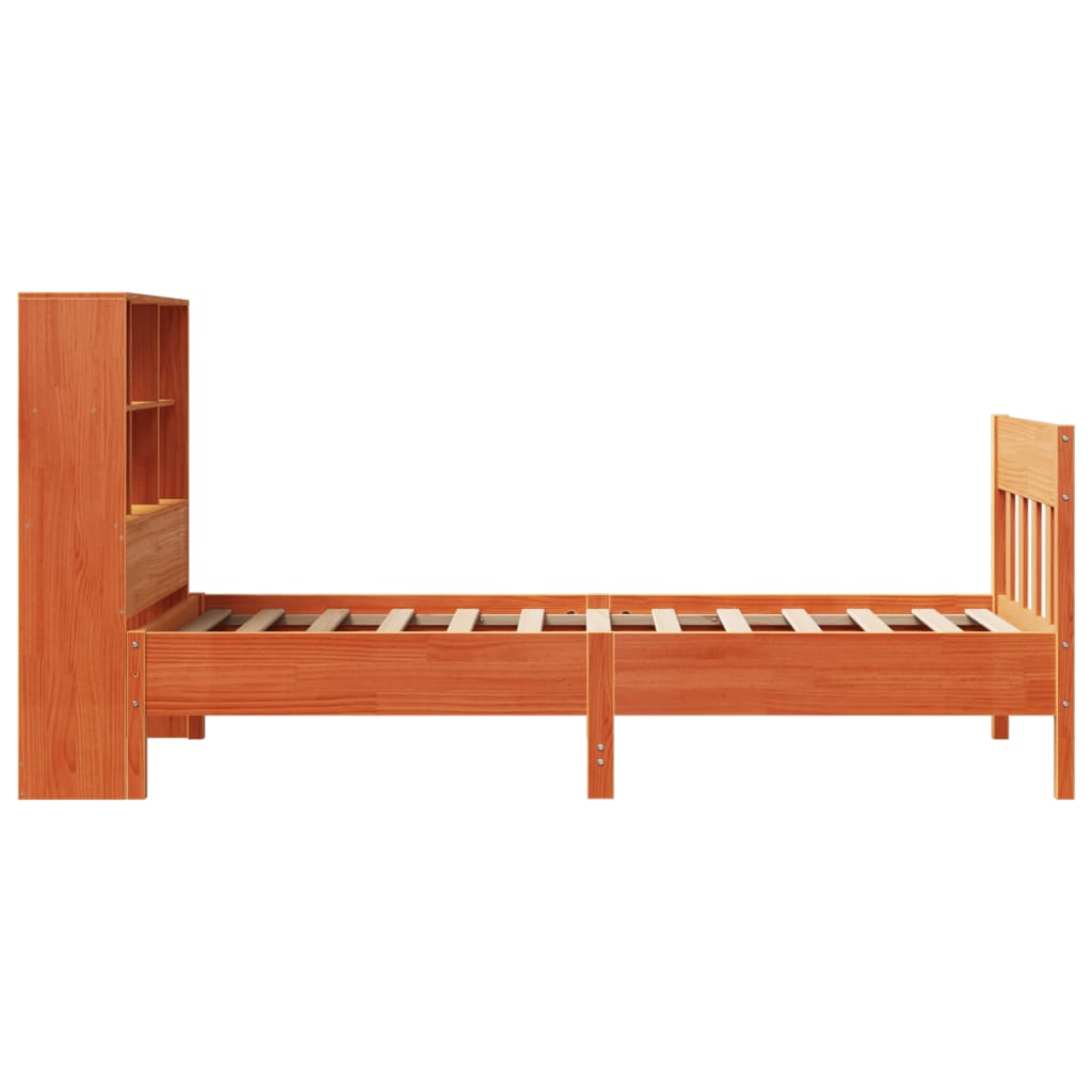 Cama de adulto | Cama de solteiro | Cama sem colchão 75x190 cm madeira de pinho maciça castanho-mel CFW314009 - 7
