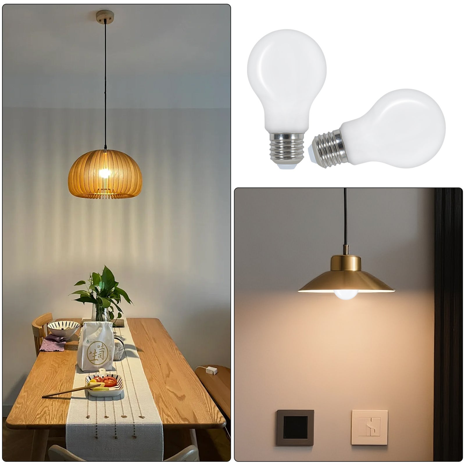 COMELY Ampoules LED A60 Verre Opale 4W E27, Lot de 6, Blanc Chaud 3000K, Ampoule Déco pour Plafonnier, Suspension et Lampes Intérieures - 8