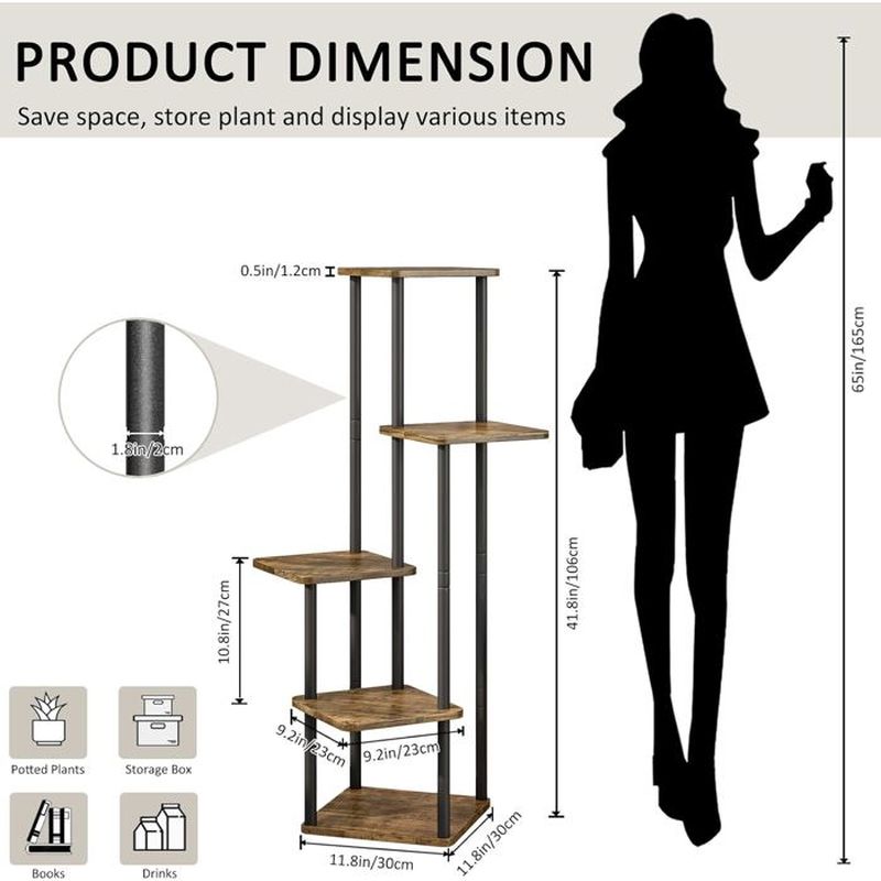 Étagère pour plantes,5 Niveaux Support Plantes Interieur,Multifonction Support Jardinière Décoratif pour Balcon,Salon,Bureau,Jardin - 5