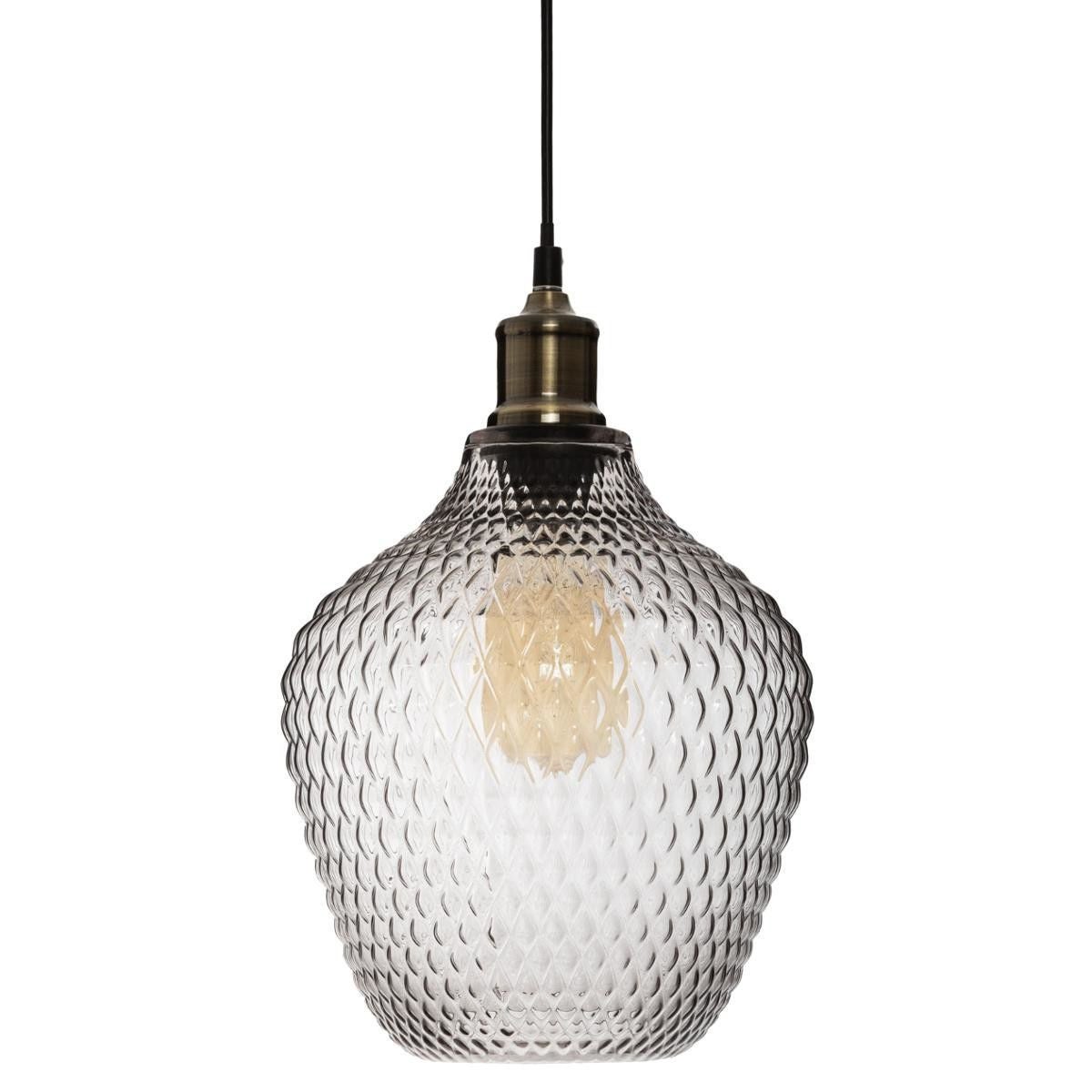Lampa wisząca Atmosphera Omaha ze szkła dymionego z regulowanym kablem