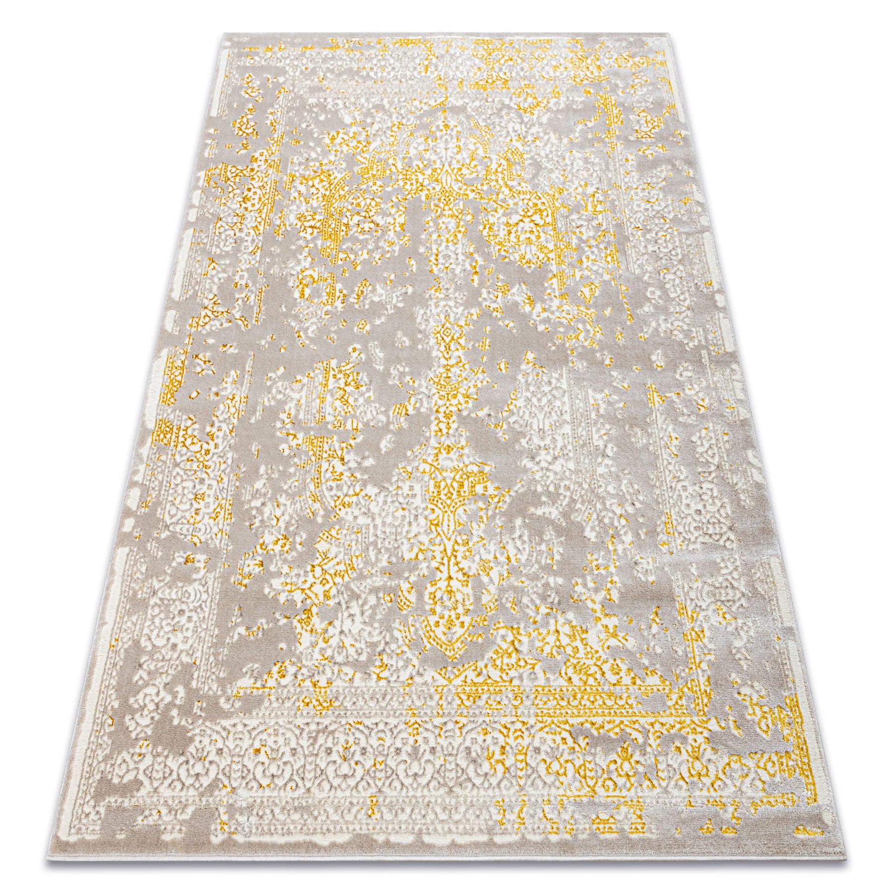 Alfombra core 3807 ornamento vintage - estructural, dos niveles de vellón, beige / oro 160x220 cm
