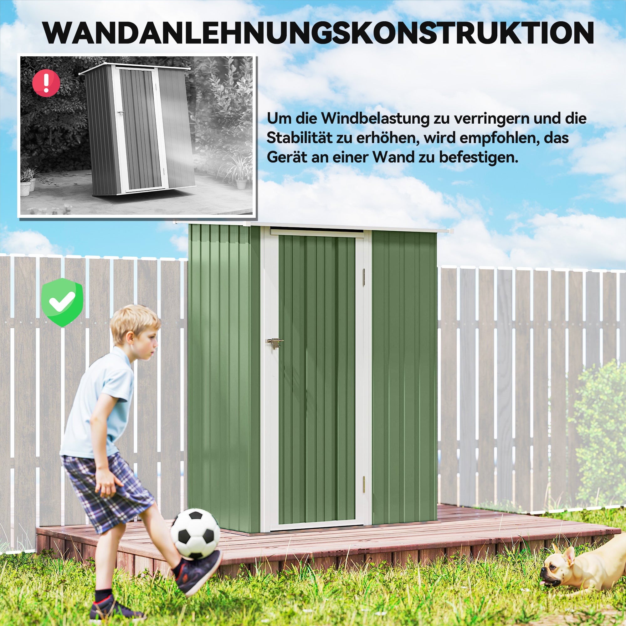 Cet abri de jardin en métal a une superficie de 1,07 mètre carré, un toit en pente, une porte verrouillable et un abri à outils. - 7