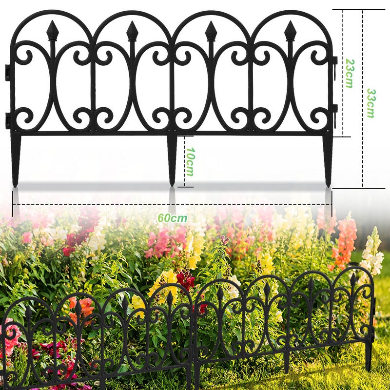 Recinzione Per Aiuole Elegante, Set Da 6 Pezzi In Plastica Nera, H 30 Cm - Ideale Per Giardino