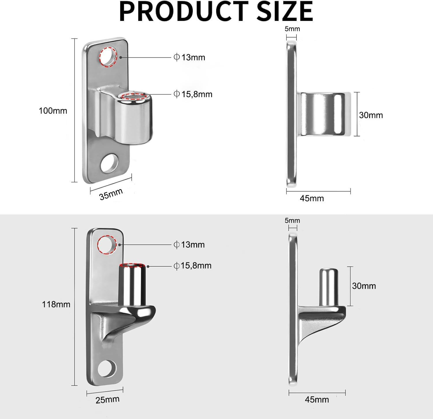 Bisagra De Puerta Redonda De Acero Inoxidable 304 Para Soldadura, Resistente, Macho Y Hembra, Eje De Puerta De Gabinete, Bisagra Industrial De 0.433 In X 1.772 In