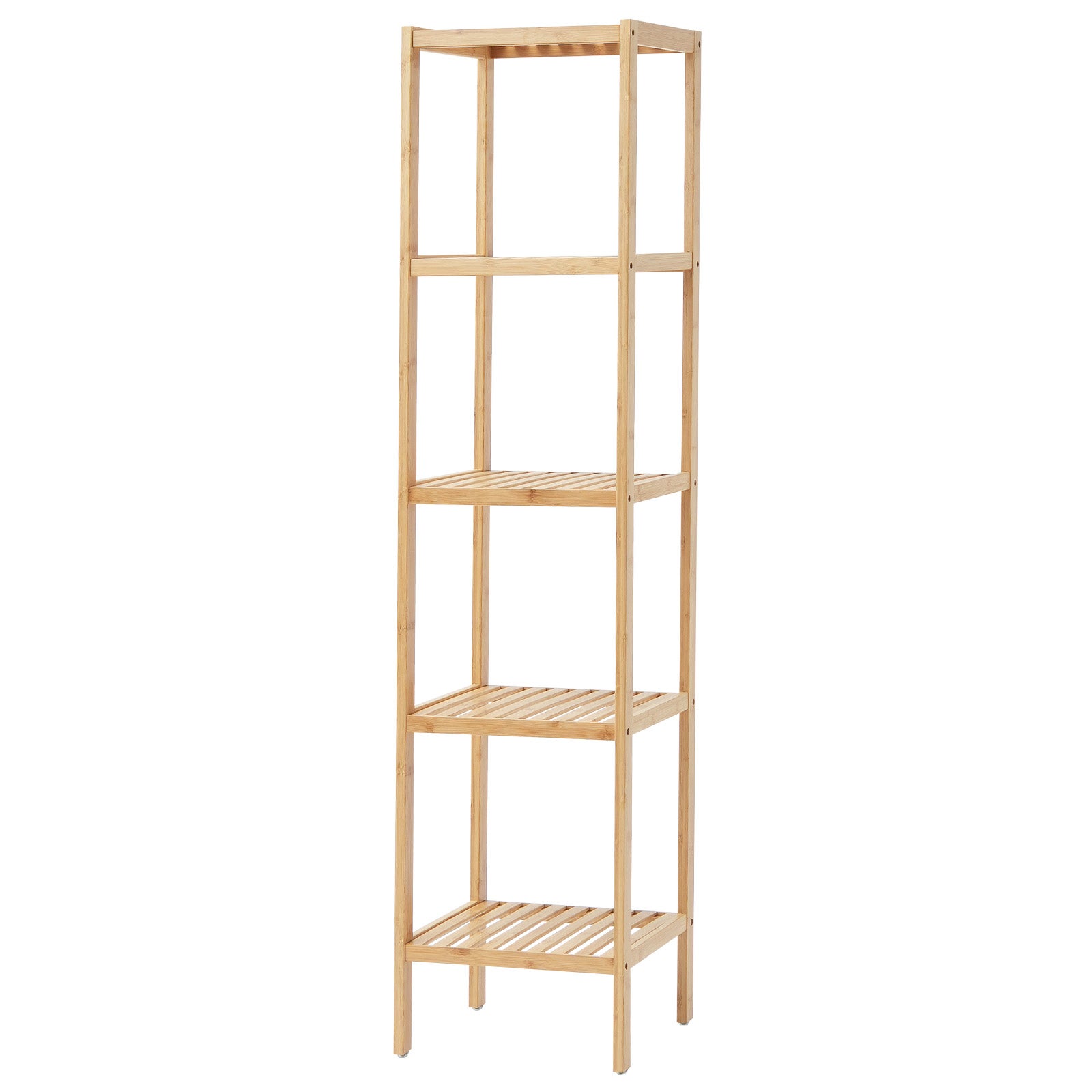 Étagère de salle de bain 5 niveaux,SucceBuy étagère étroite,organisateur de rangement,support de plantes autonome,en bambou - 3