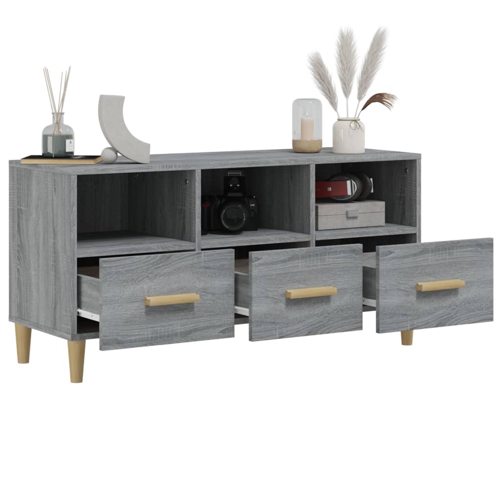 vidaXL Meuble TV Sonoma gris 102x36x50 cm Bois d'ingénierie - 5