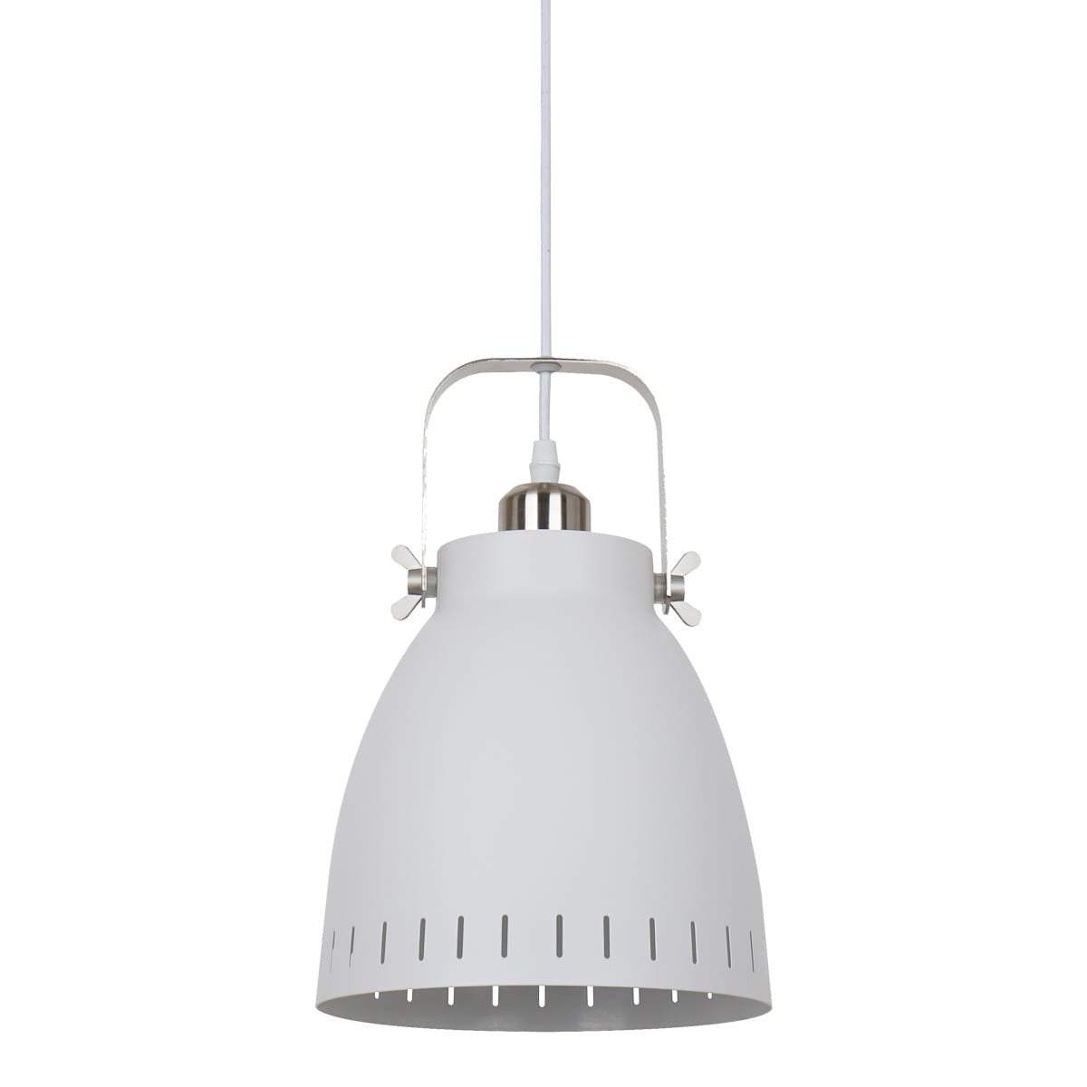 Suspension industrielle et rétro Franklin Sablé blanc, nickel satiné - 2