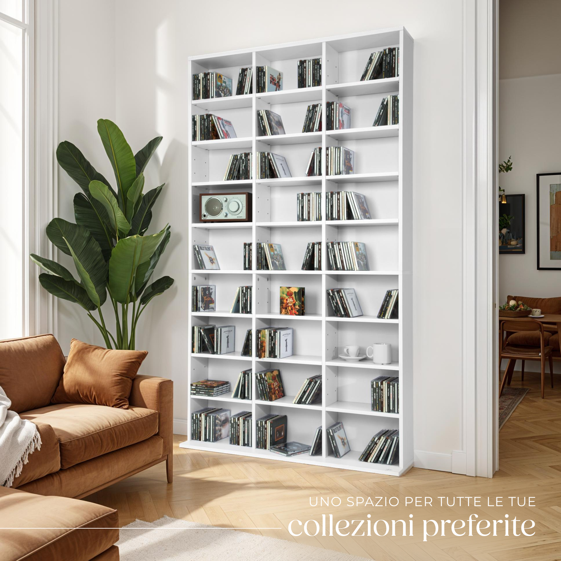 Scaffale in legno MDF per DVD CD 180 x 102 x 23,5 cm TECTAKE - 7