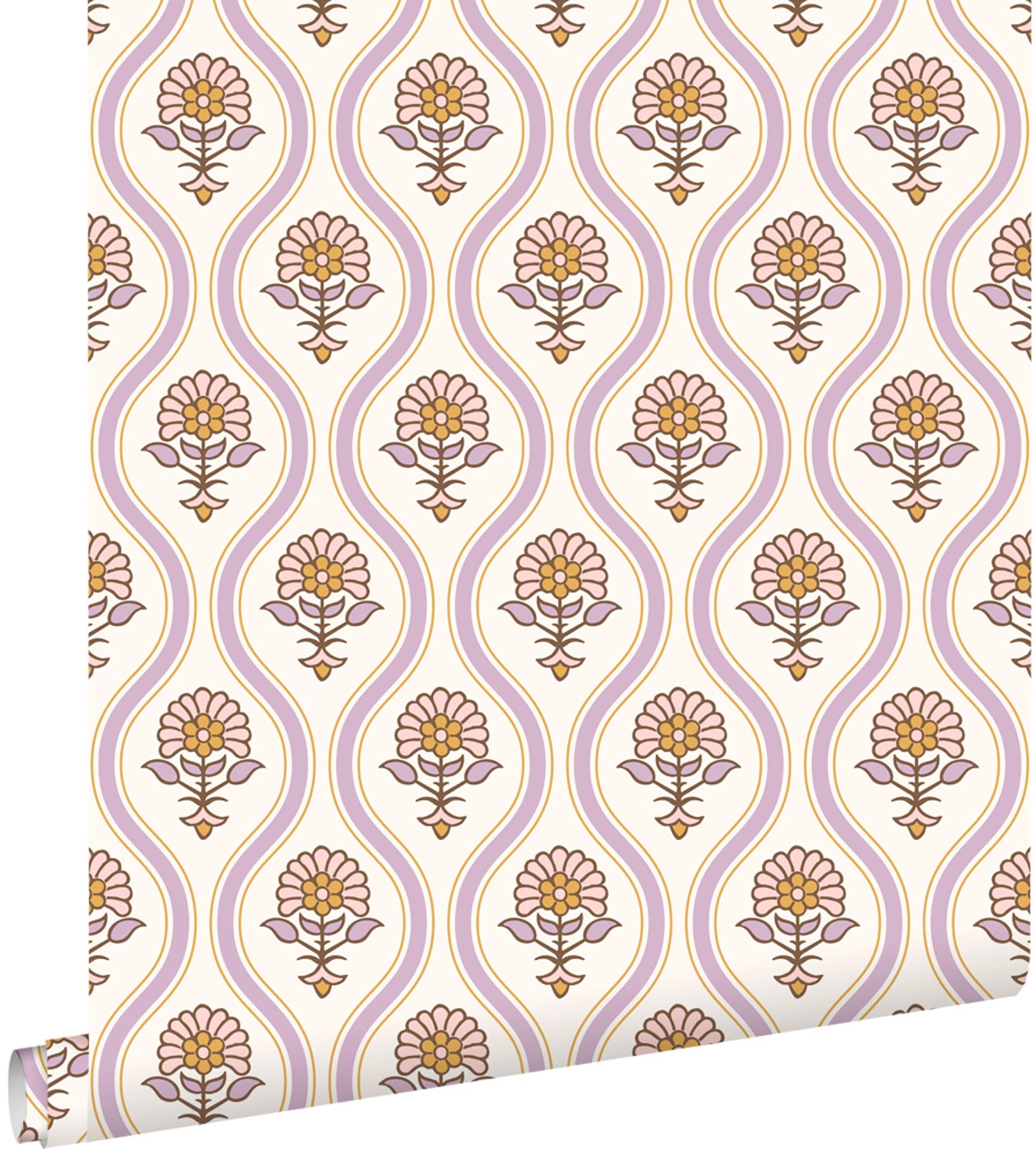 Tapeta zabytkowe kwiaty liliowo fioletowymIróżowym - 50 x 900 cm - ESTAHOME