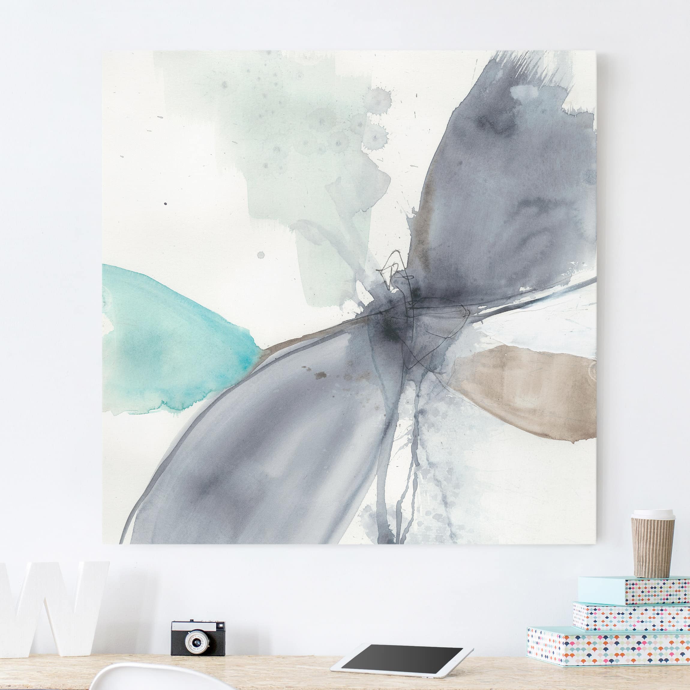 Lienzo cuadro en lienzo bastidor impresion en lienzo beige abstracto pintura 311 cuarto de baño cocina dormitorio salón pasillo 60 x 60 cm