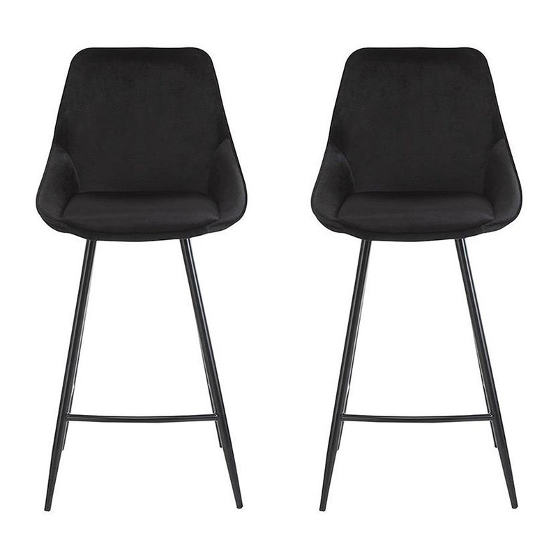 Zestaw 2 stołków barowych MASURIE - Welur- Kolor czarny