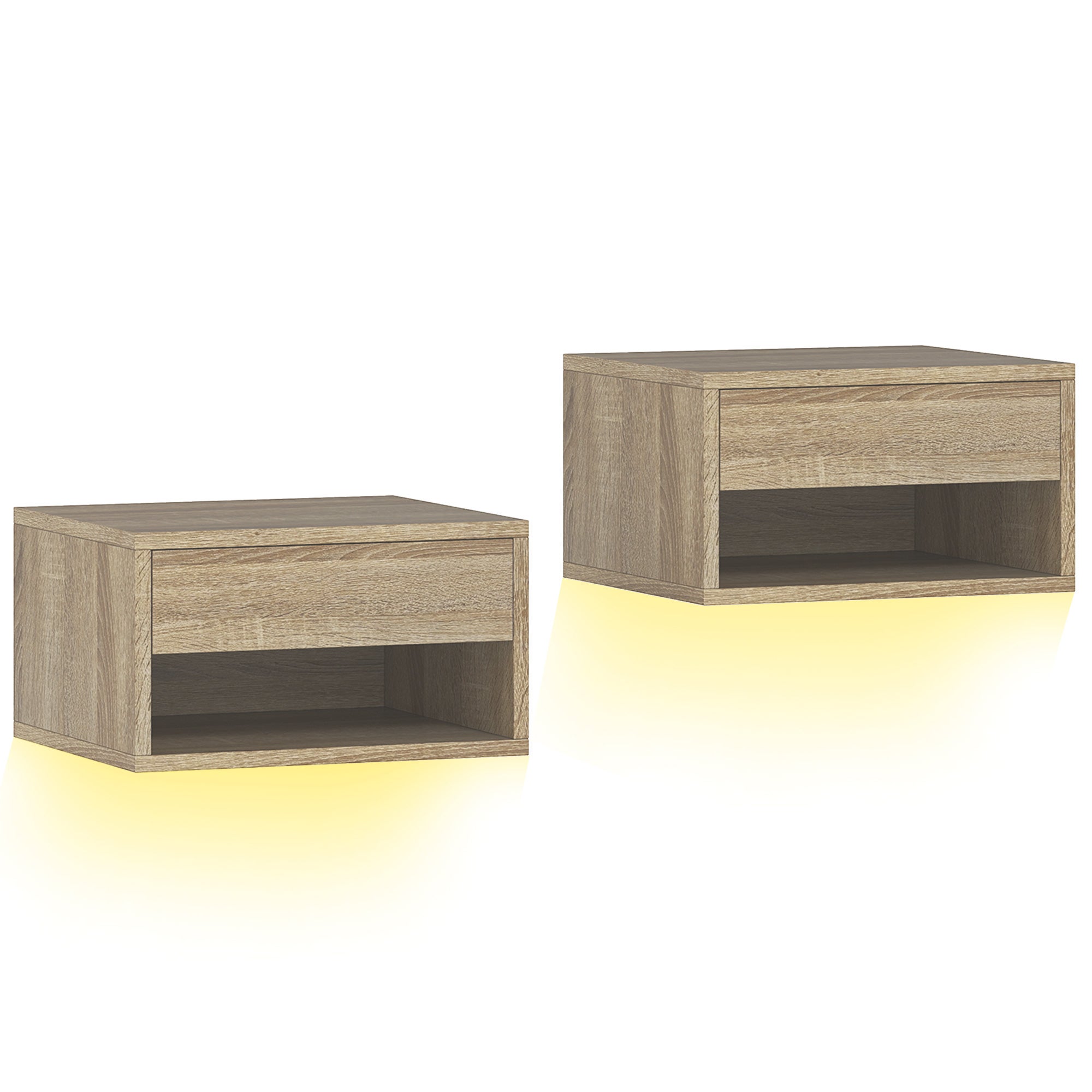 Homcom  Mesitas De Noche Melamina De Madera Madera Natural 37X32x21 Cm 83D-102V00nd Claras , Leroy Merlin