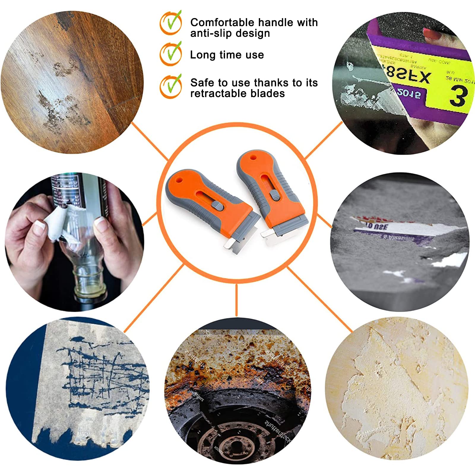 Grattoirs en plastique, grattoir à peinture multi-usages, grattoir pour plaques de cuisson, mastic et peinture - 6