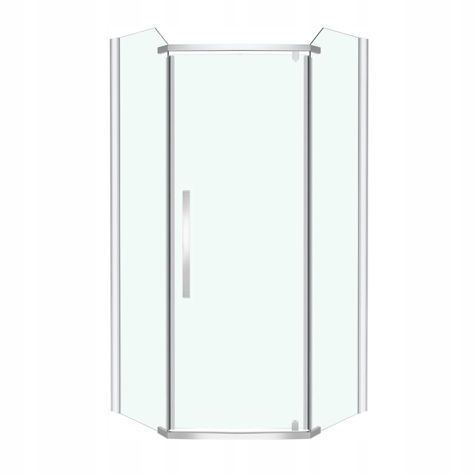Kabina prysznicowa Glasgow 90 drzwi uchylne pięciokątna profile chrom szkło 6 mm KERRA
