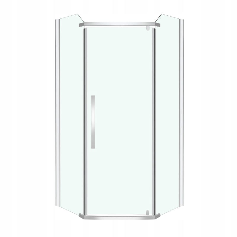 Kabina prysznicowa Glasgow 90 drzwi uchylne pięciokątna profile chrom szkło 6 mm KERRA