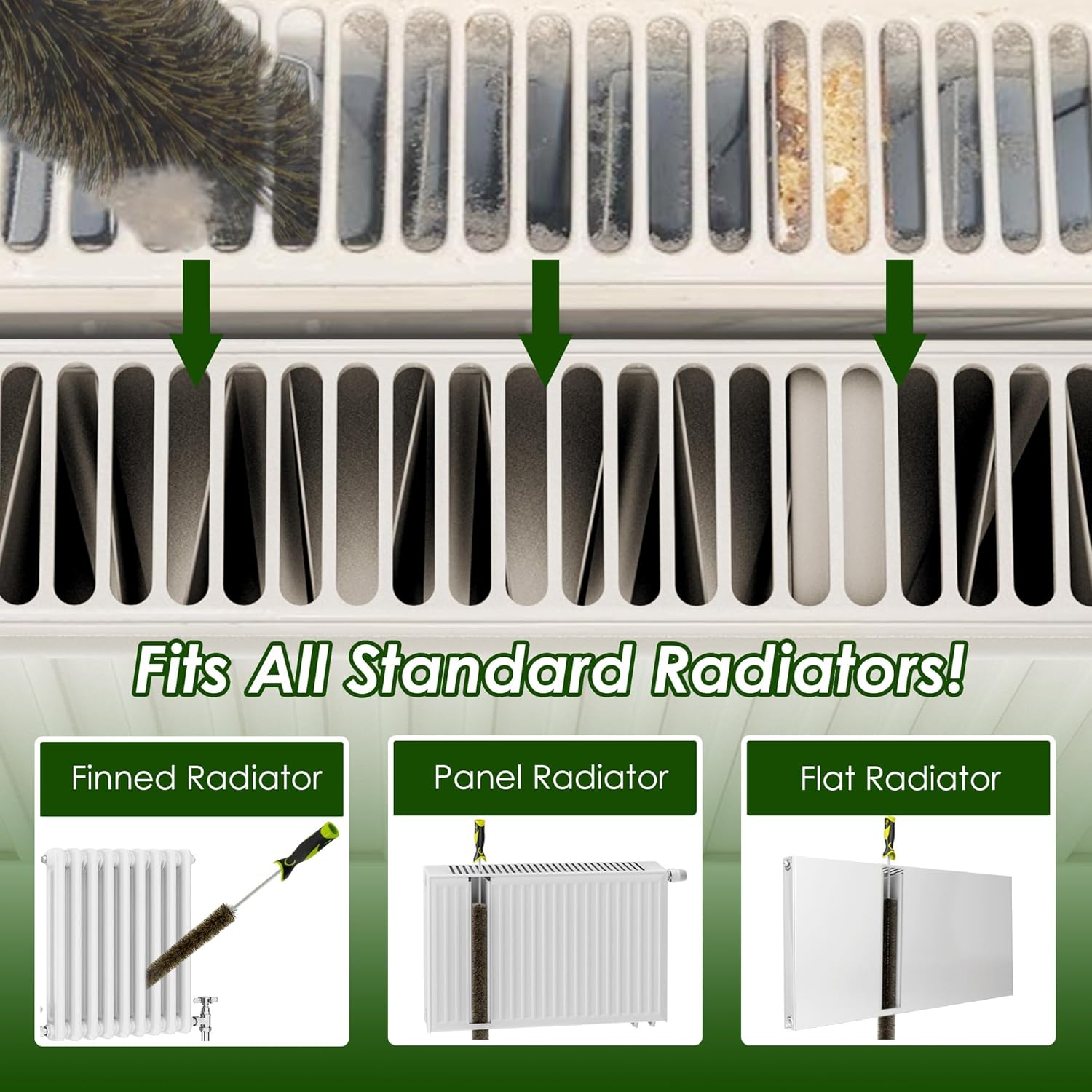 Brosse de nettoyage flexible pour radiateur 81 cm en poils de sanglier avec tête en silicone et tube de protection pour éviter les rayures et nettoyer - 3