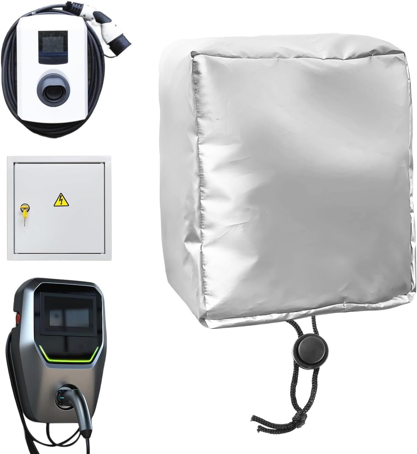 Copertura Universale Per Porta Di Ricarica EV - Tessuto Oxford Nero, Impermeabile, Antipolvere, Con Chiusura Magnetica - Compatibile Con Tesla Model 3 E Y