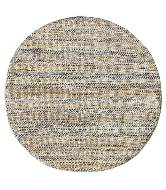Hamid - Okrągły dywan z juty i wełny 150x150 cm - Dywan do jadalni, salonu