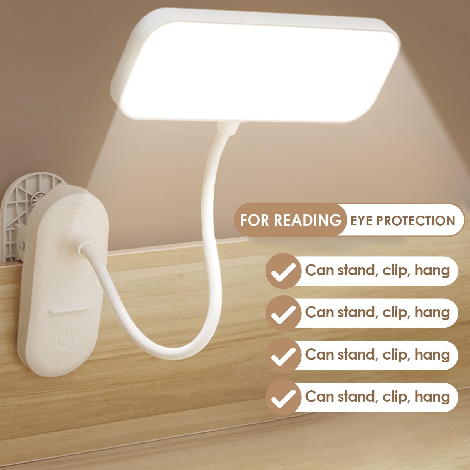 Lampe De Lecture Rechargeable - 24 LED, 3 Tons & 5 Luminosités, Bras Flexible, Pour Lit Et Voyage - 12