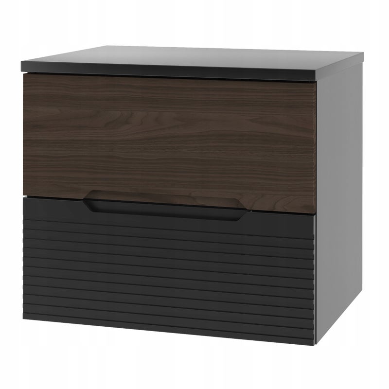 Szafka łazienkowa AVELLA 60 cm czarny orzech z blatem frezowana wisząca