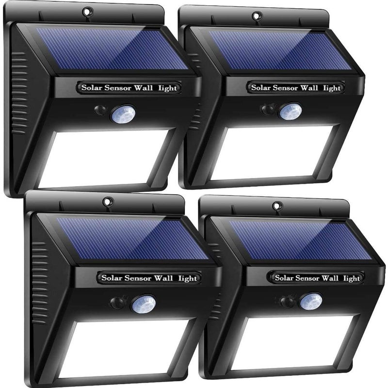 Kinkiety zewnętrzne Lampy solarne zewnętrzne - Oświetlenie bezpieczeństwa z czujnikiem - 3 tryby zewnętrzne do alejek ogrodowych (białe - 4 sztuki)