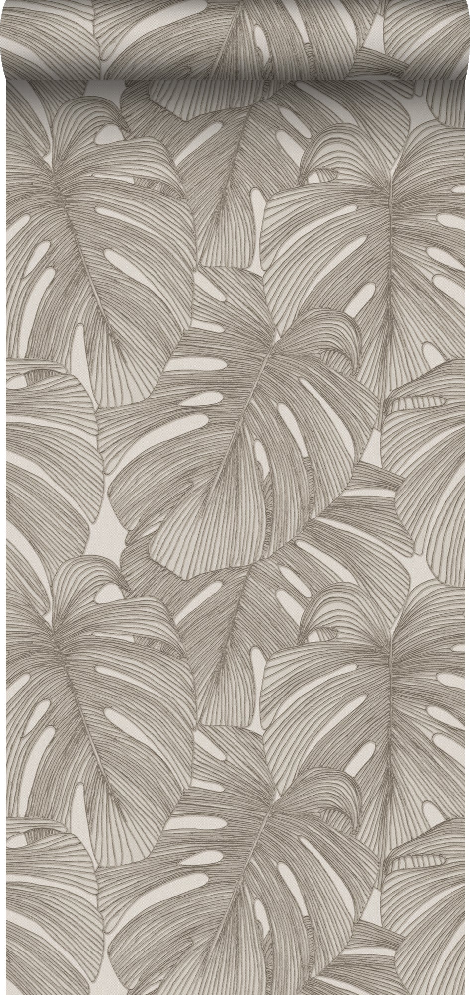 Papel pintado diseño 3d hojas gris cálido - 50 x 900 cm - origin wallcoverings