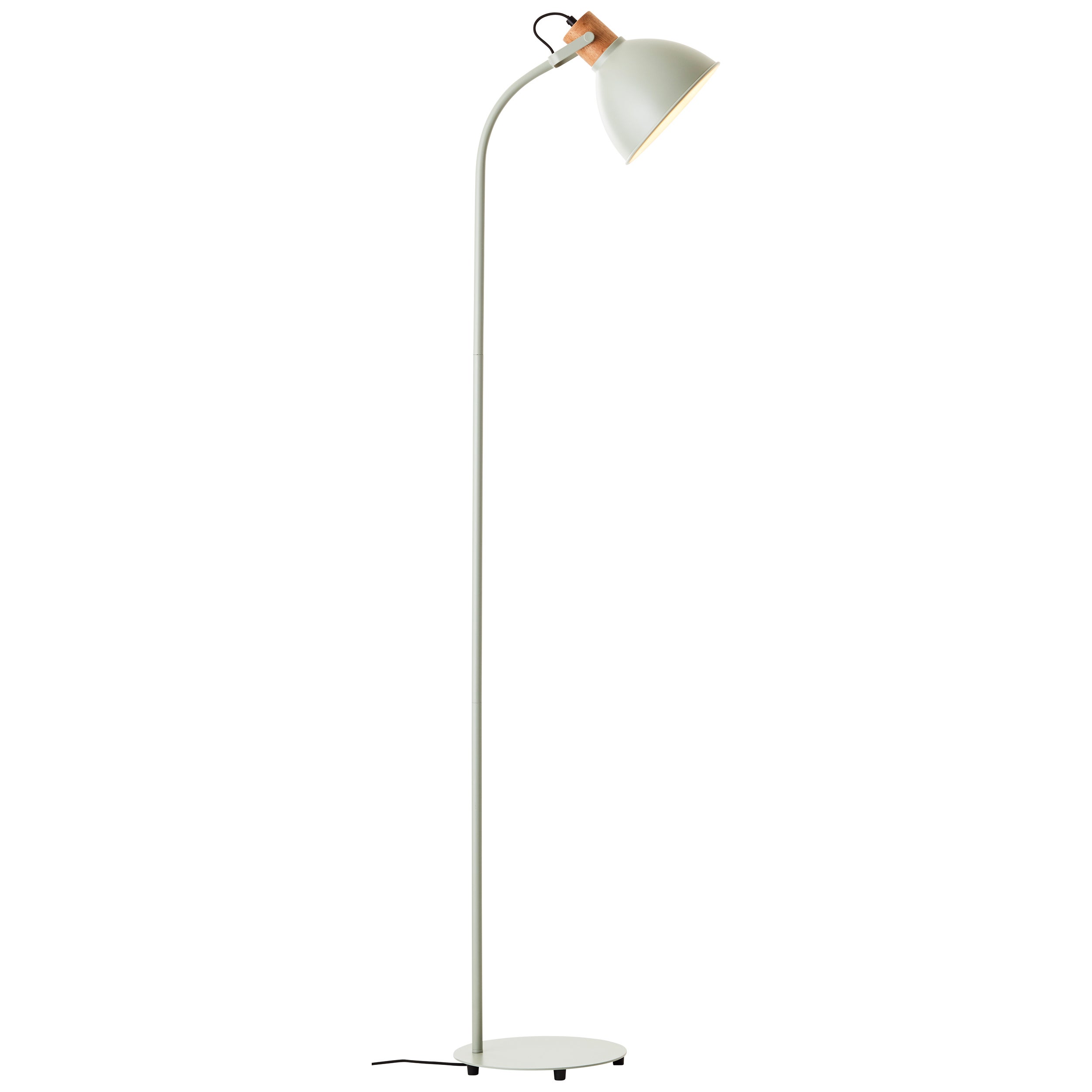 Brilliant Lampa podłogowa Erena 1.5m jasnozielony metal/drewno włącznik nożny 1x A60, E27, 40 W, pasuje do zwykłej żarówki (brak w zestawie) - 3