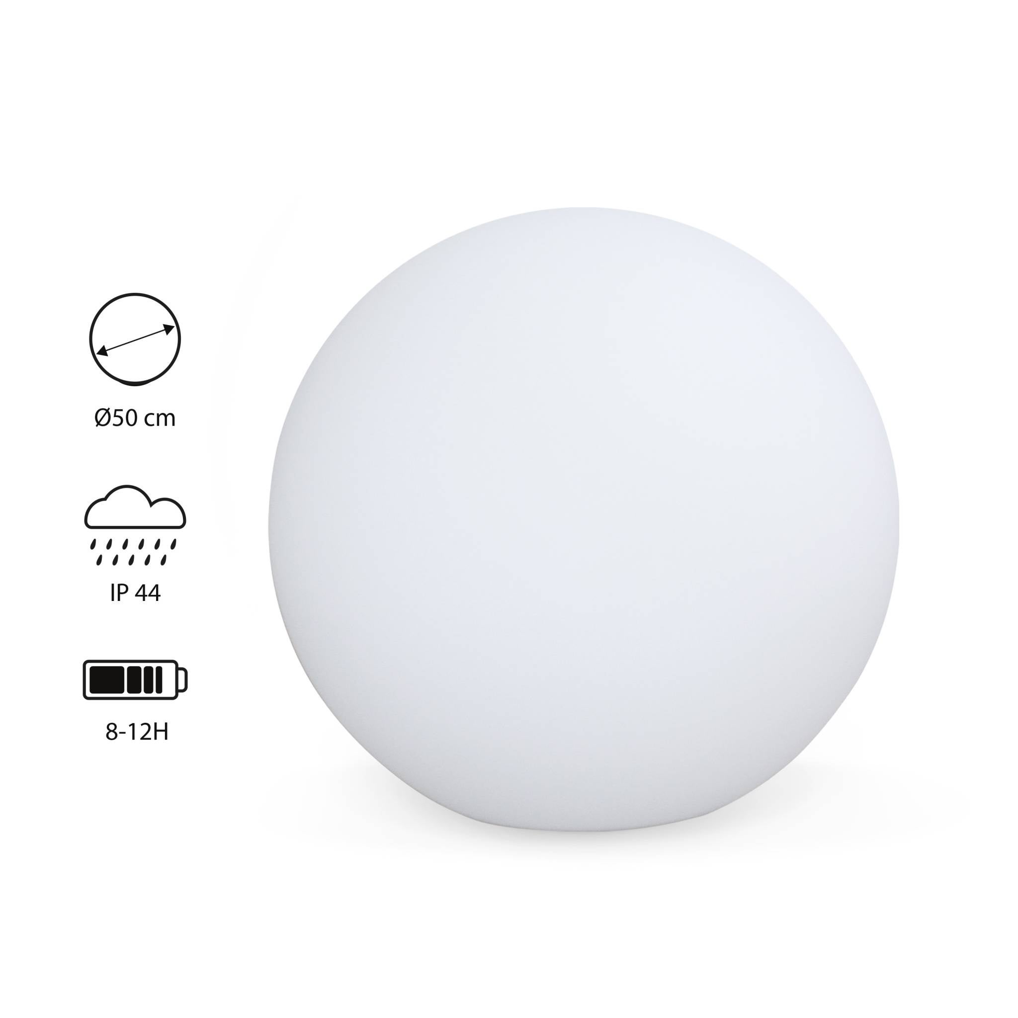 Bola de luz LED com bateria para interior/exterior, Esfera LED, 30x30x28 cm - 2