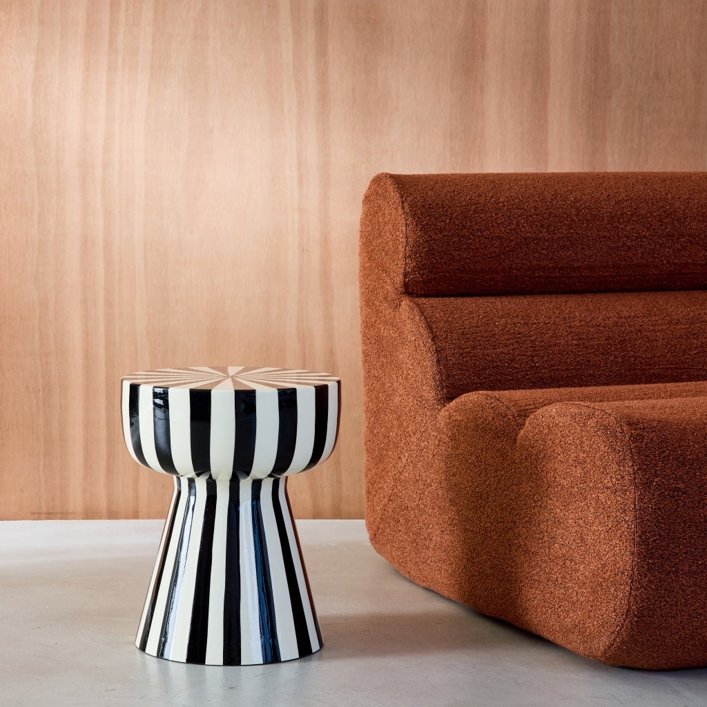Mesa de apoio em aço esmaltado listras, Preto - 2
