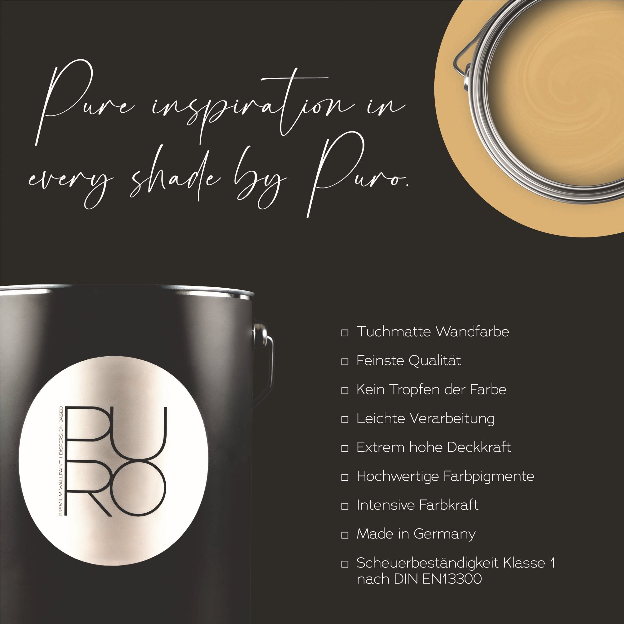 PURO Pintura mural premium c6002 - Pintura de muy alta opacidad - pintura interior mate de alta calidad en verde - 1l - 5