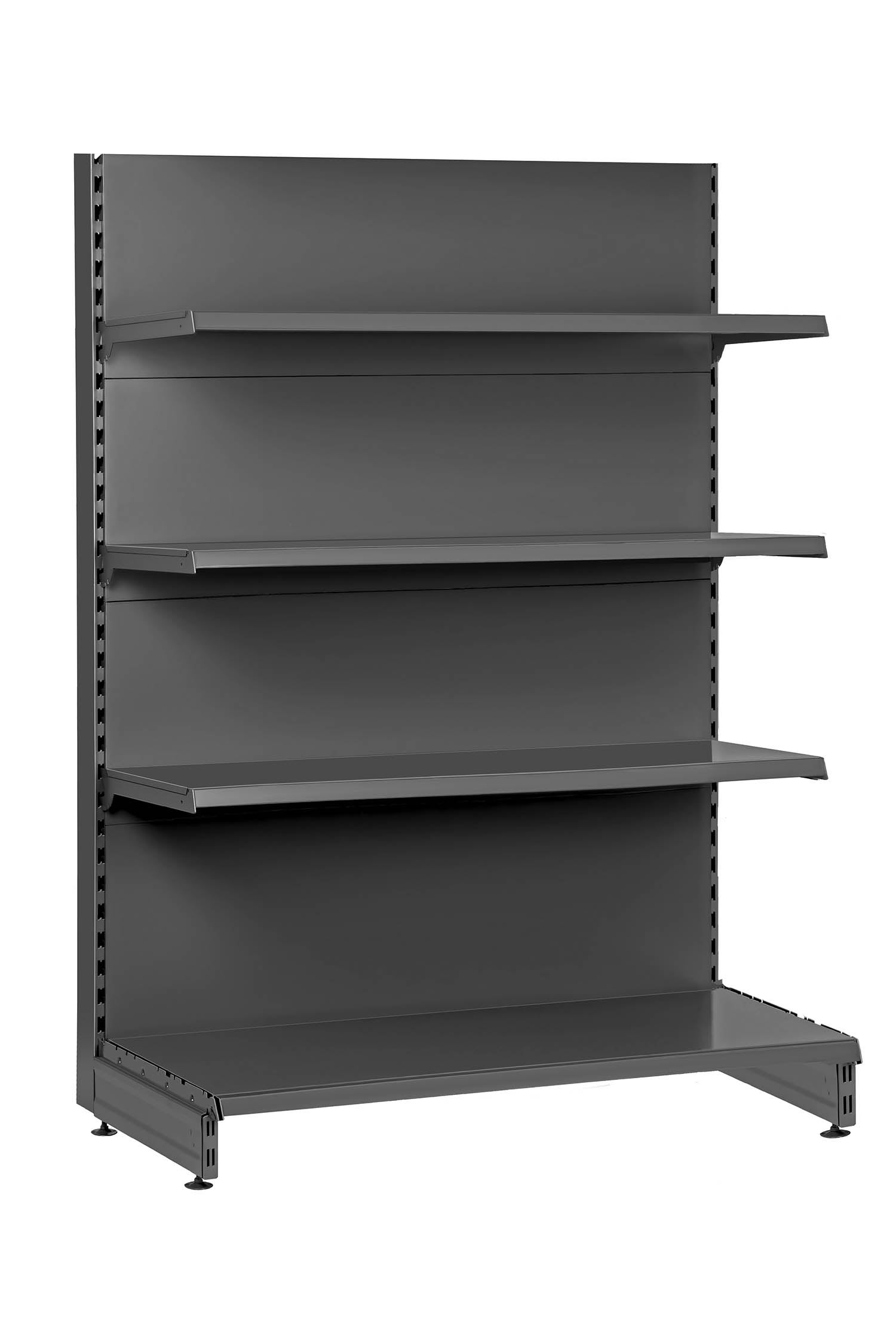 Фото - Стелаж / вітрина Regał przyścienny metalowy sklepowy 125x47x180cm półki 3x37cm wolnostojący kompletny z nogą końcową ciemny szary KTD