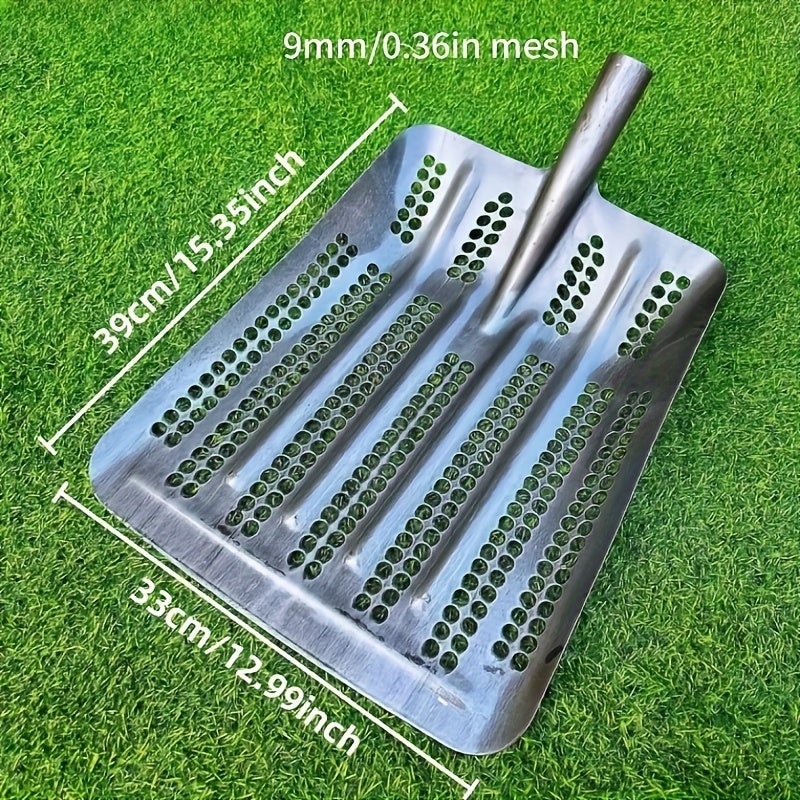 Pelle tamiseuse en acier au manganèse - Filtre à mailles robuste pour sable, roches et terre - Poignée ergonomique et construction durable - 4