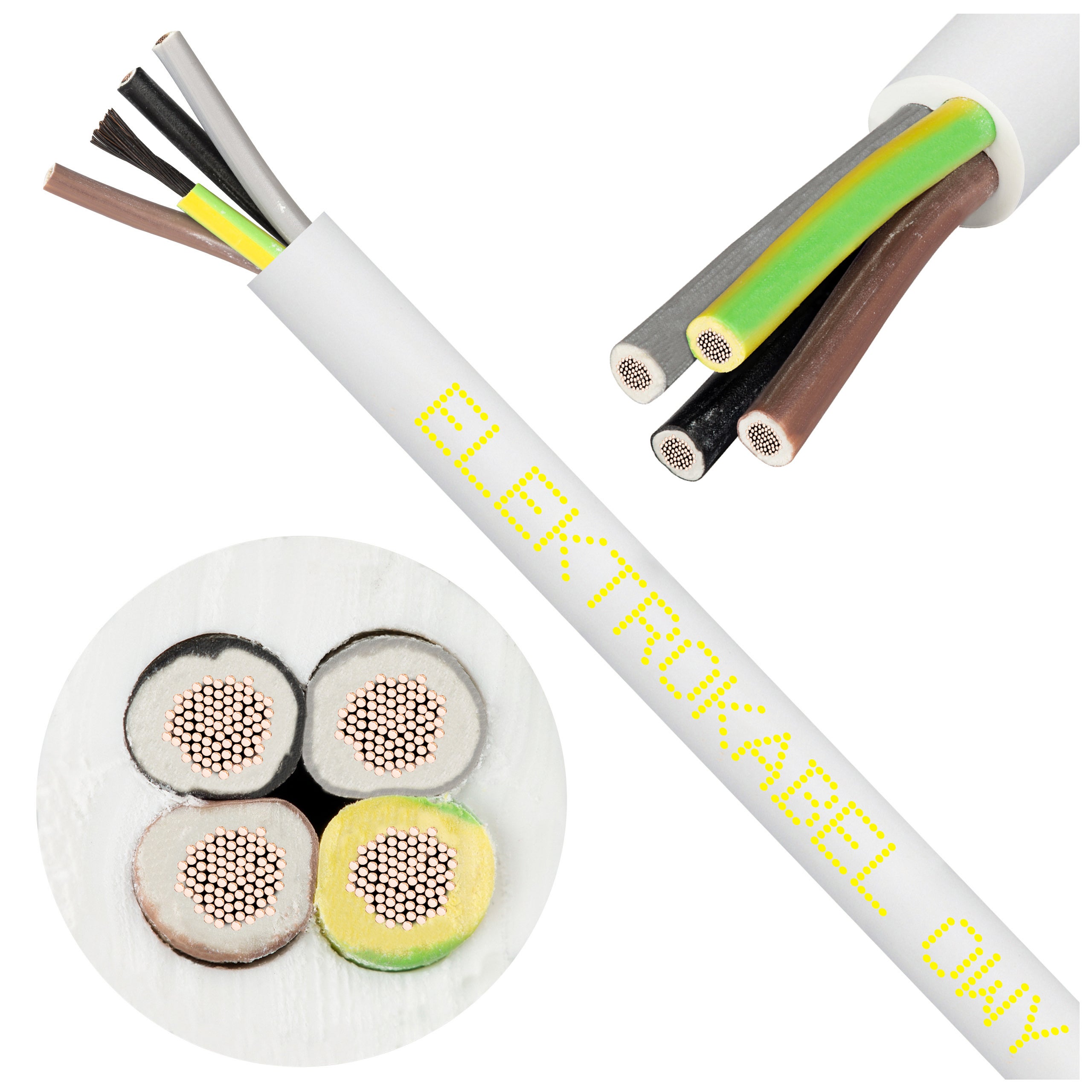 Kabel warsztatowy OWY / H05VV-F 4x0,75mm2 biały 300/500V giętki linka Elektrokabel 100m