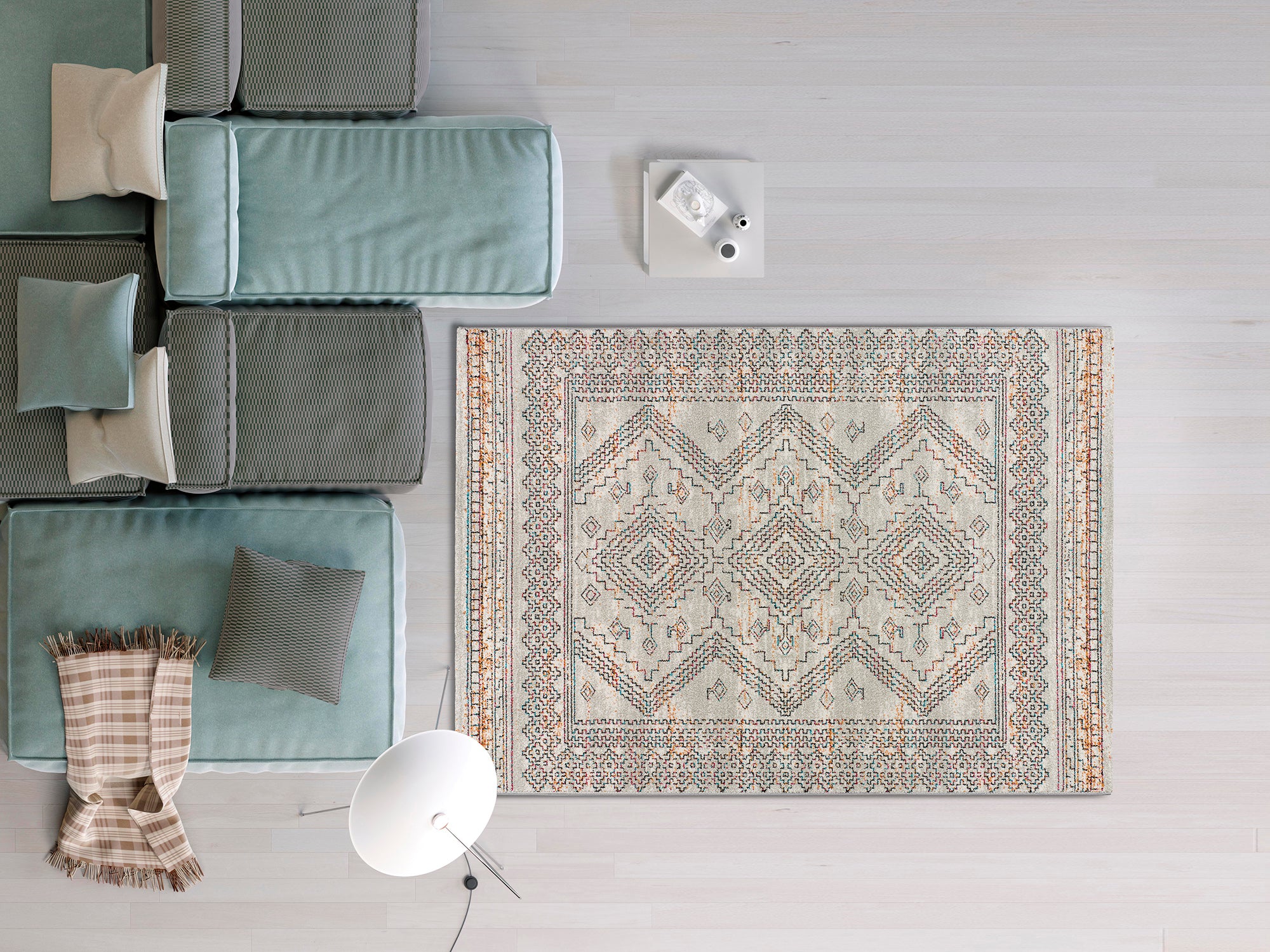 Alfombra interior multicolor rectangular 80 x 150 cm napoli étnico - atticgo