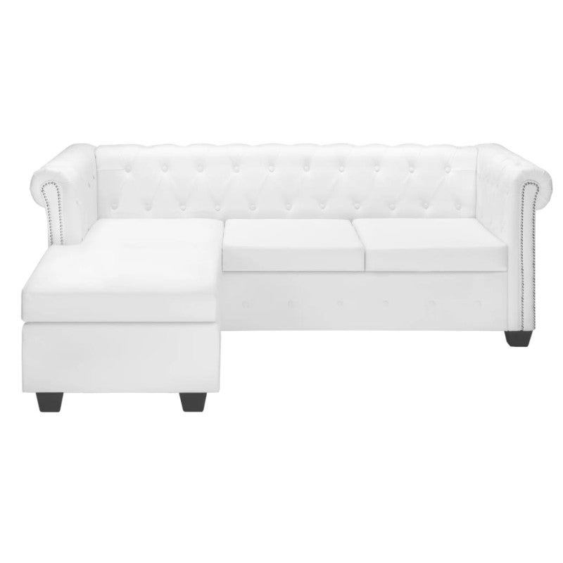 vidaXL Divano Chesterfield a L in Finta Pelle Bianco - 2