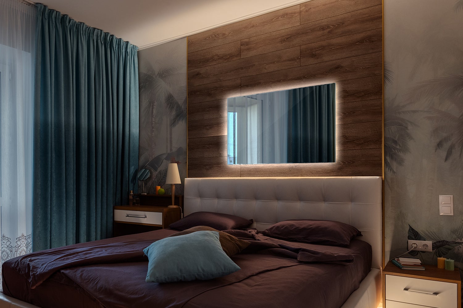 Miroir LED Rectangulaire 70 x 50 cm | Lumière Neutre | Miroir Moderne Lumineux pour Salle de Bain - 5