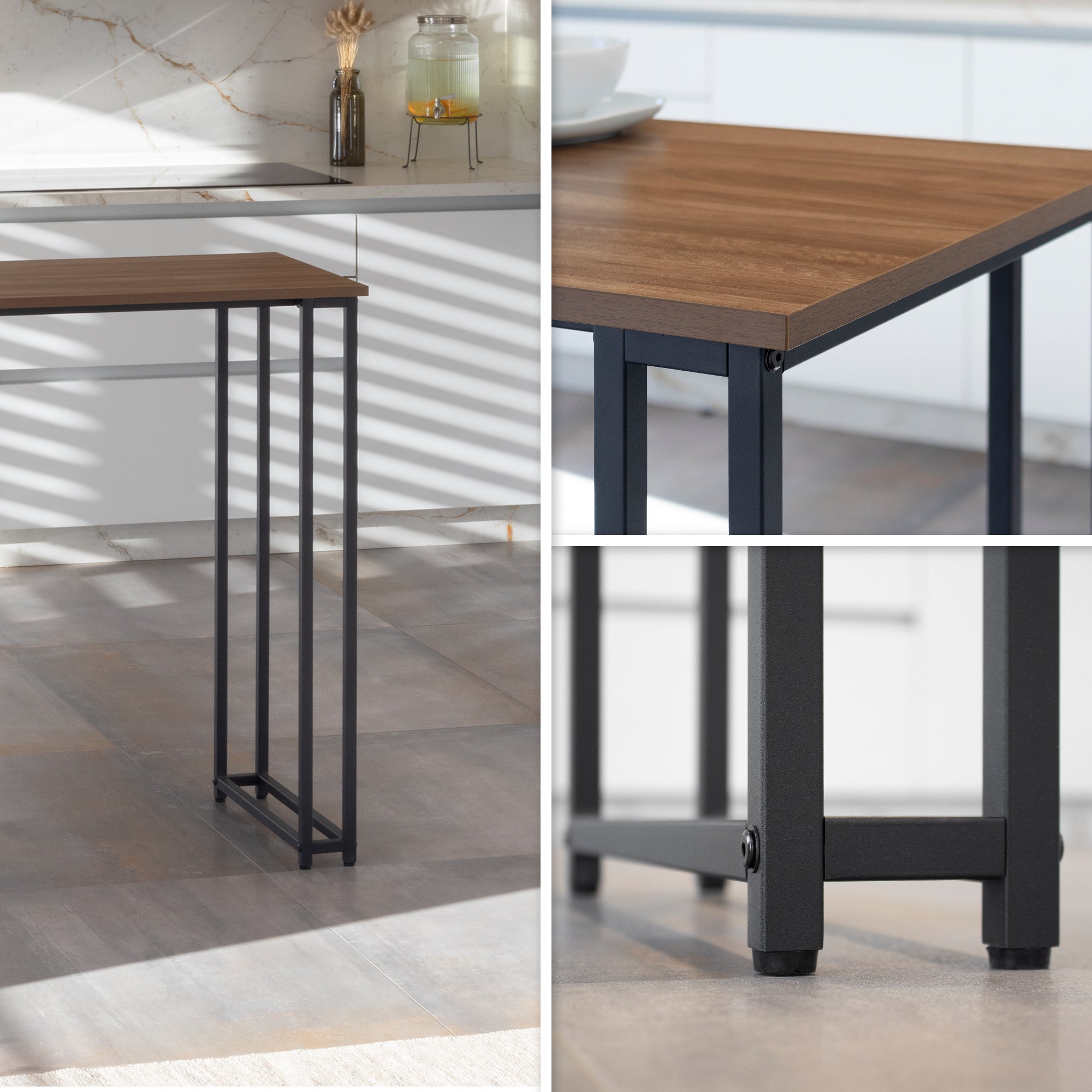 Mesa de Bar Gavin 110 x 50 x 105cm c/ 2 Estantes e Suporte p/ Copos, Estrutura Robusta em Metal, Pés Antiderrapantes, Fácil de Montar, MOG CASA - 4
