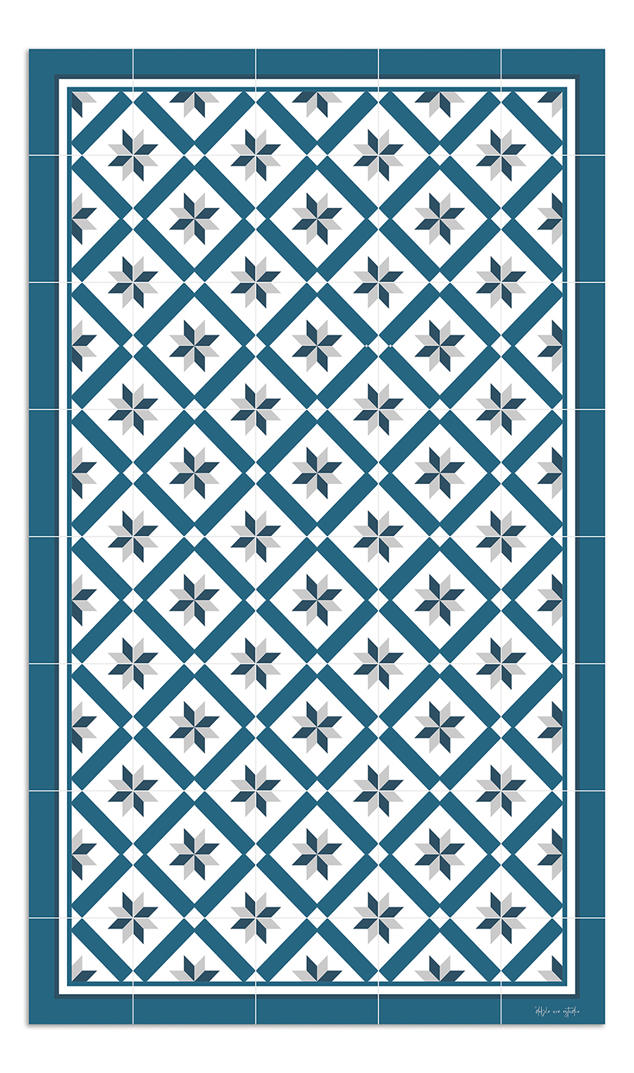 Alfombra de vinilo hidráulica 24 azul 120x120 cm pvc cocina salón comedor