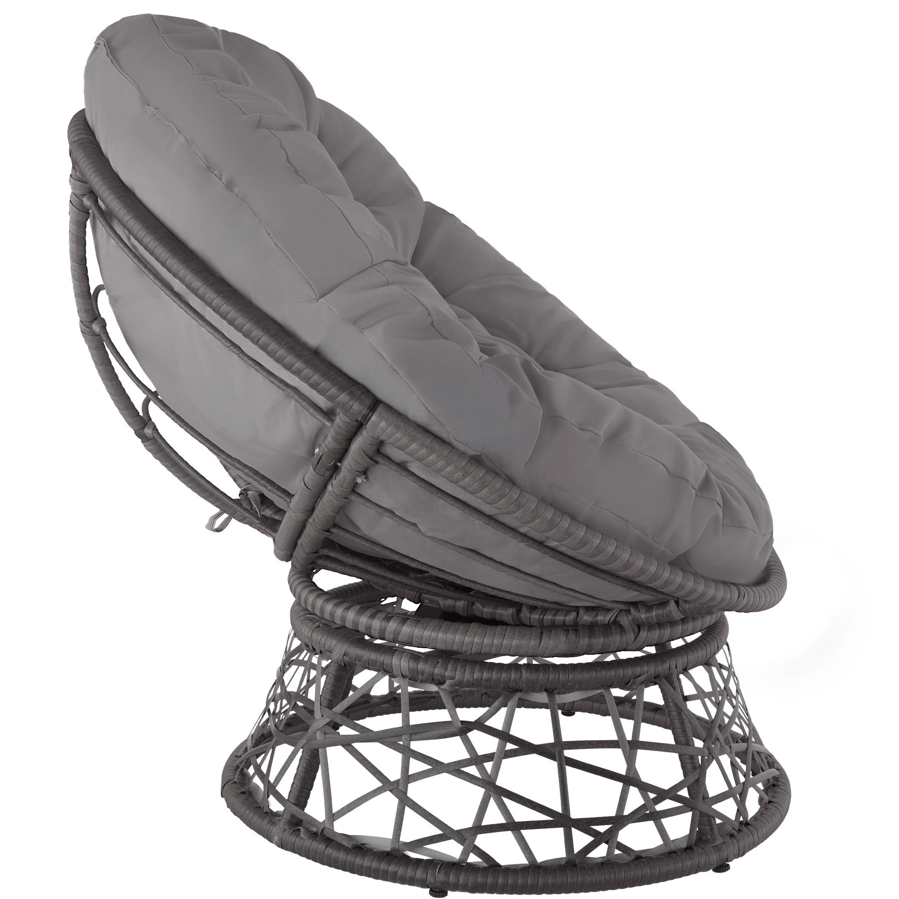 Fauteuil papasan rotin en résine tressée et acier rotatif avec coussin rond et confortable TECTAKE - 9