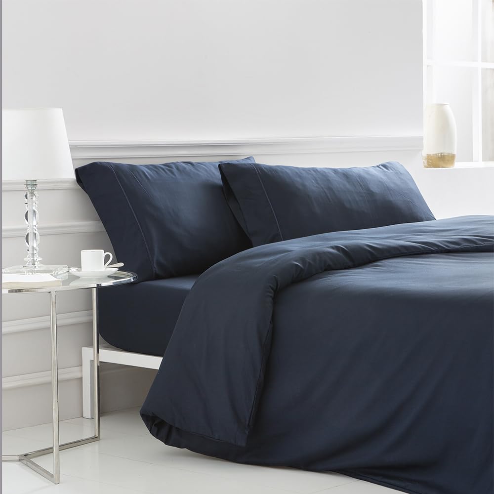 Cotton artean - funda nórdica saten algodon egipcio 400 hilos azul 260x240 cama 180